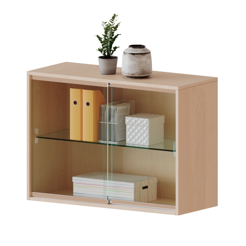 Produkt Bild Aufsatz mit Glasschiebet&uuml;ren, 2 Ordnerh&ouml;hen - Serie evo180 