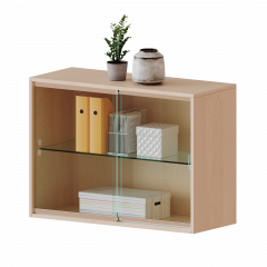 Produktbild Aufsatz mit Glasschiebet&uuml;ren, 2 Ordnerh&ouml;hen - Serie evo180 