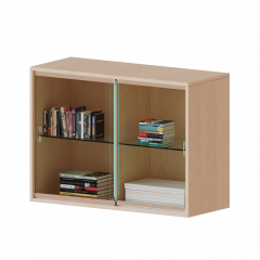 Produktbild Aufsatz mit Glasschiebet&uuml;ren, 2 Ordnerh&ouml;hen - Serie evo180 