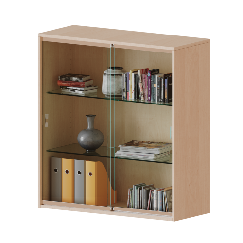 Produkt Bild Aufsatz mit Glasschiebet&uuml;ren, 3 Ordnerh&ouml;hen - Serie evo180 