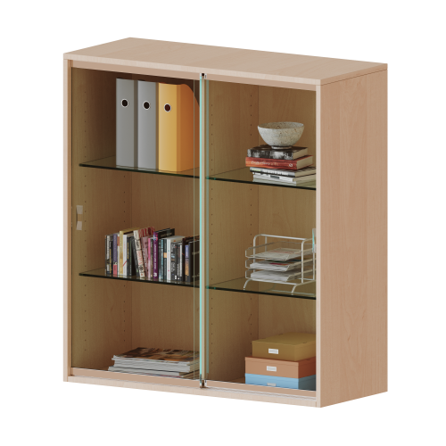 Produkt Bild Aufsatz mit Glasschiebet&uuml;ren, 3 Ordnerh&ouml;hen - Serie evo180 