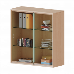 Produktbild Aufsatz mit Glasschiebet&uuml;ren, 3 Ordnerh&ouml;hen - Serie evo180 