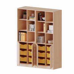 Produktbild ErgoTray Kombi-Schrank, vierreihig, zweiteilig, 5 Ordnerh&ouml;hen - evo180 Serie E14152TG3RMM