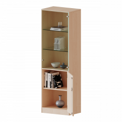 Produktbild Schrank, 5 Ordnerh&ouml;hen, unten T&uuml;r (2 OH), oben Vitrinent&uuml;r (3 OH) - Serie evo180 