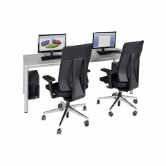 Produktbild h&ouml;henverstellbarer EDV-Computertisch mit Holzkabelkanal 