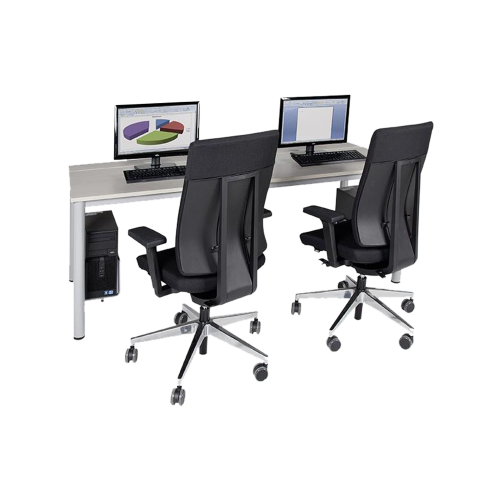 Produkt Bild quadratischer h&ouml;henverstellbarer EDV-Computertisch mit Holzkabelkanal 