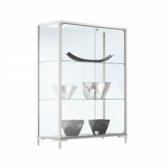 Produktbild Standvitrine LINK halbhoch mit 2 Schiebet&uuml;ren f&uuml;r den Innenbereich 