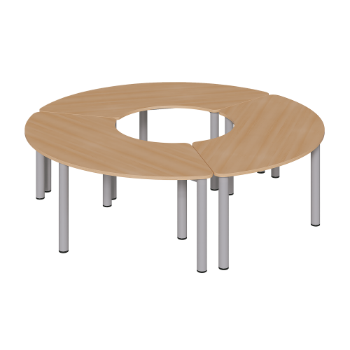 Produkt Bild Set aus 3 Drittelkreistischen mit Rundrohrf&uuml;ssen, Melaminharzplatten TI 200R60SET