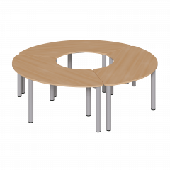 Produktbild Set aus 3 Drittelkreistischen mit Rundrohrf&uuml;ssen, Melaminharzplatten TI 200R60SET