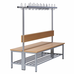 Produktbild Umkleidebank doppelseitig mit Sitzfl&auml;che Melamin und Hakenleiste 