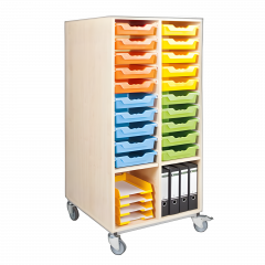 Produktbild Mobiler Materialturm mit 2 F&auml;chern und 20 flachen ErgoTray Boxen je Seite CS2M-C140
