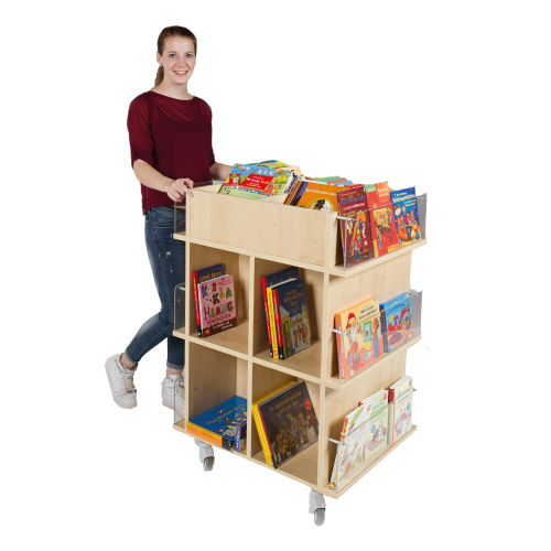 Produkt Bild Pr&auml;sentationswagen f&uuml;r B&uuml;cher, mit 18 F&auml;chern BW-SH103M