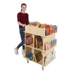Produktbild Pr&auml;sentationswagen f&uuml;r B&uuml;cher, mit 18 F&auml;chern BW-SH103M