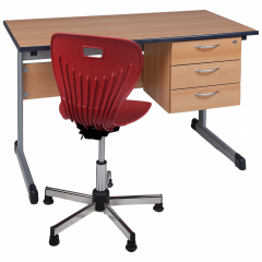 Produktbild Lehrertisch aus Melamin mit 3 Sch&uuml;ben au&szlig;en 