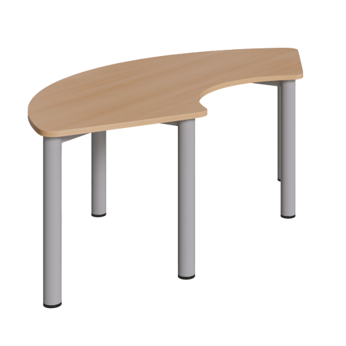 Produkt Bild Drittelkreistisch mit Rundrohrf&uuml;ssen, Melaminharzplatte TI 200R60