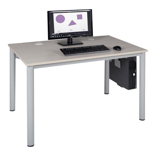 Produkt Bild h&ouml;henverstellbarer EDV-Tisch, mit Rundrohr und Bleckkabelkanal 