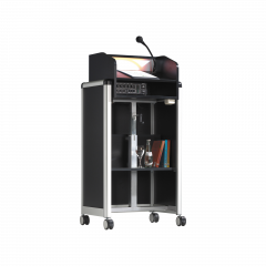 Produktbild h&ouml;henverstellbares Rednerpult, mit Alu-Holz-Kombination, inkl. Mikrofon und Lautsprecher 