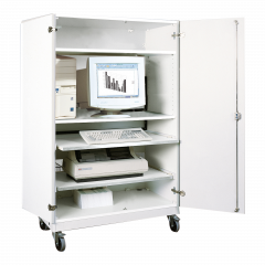 Produktbild fahrbarer EDV-Wagen, mit abnehmbarem und abschlie&szlig;barem Mittelteil in der R&uuml;ckwand EDV 205