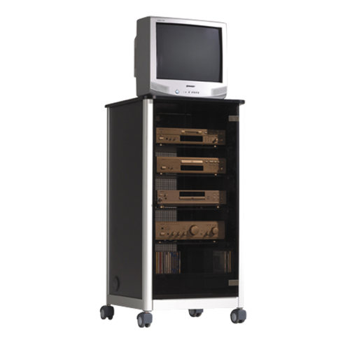 Produkt Bild fahrbarer Phonowagen, in Alu, mit Glast&uuml;r PH-A 3G