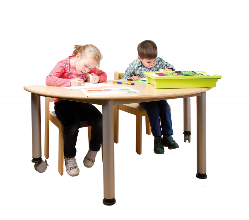 Produkt Bild Fahrbarer halbrunder Tisch, Platte mit Schichtstoff 