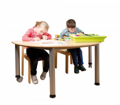 Produktbild Fahrbarer halbrunder Tisch, Platte mit Schichtstoff 