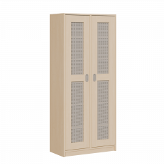 Produktbild Bettzeugschrank mit 2 Lochblecht&uuml;ren und 12 F&auml;chern 