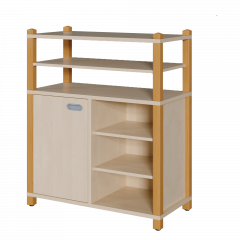 Produktbild Stollen-Schrank mit einseitiger T&uuml;r und 3 offenen F&auml;chern, offener Regalaufsatz 0612 024 00