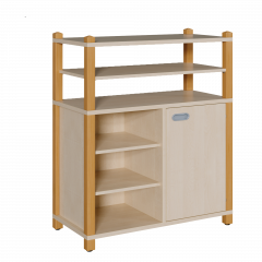 Produktbild Stollen-Schrank mit einseitiger T&uuml;r und 3 offenen F&auml;chern, offener Regalaufsatz 0612 023 00