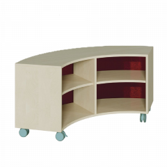 Produktbild Korpus-Regal auf 1/4-Kreis-Grundri&szlig;, R&uuml;ckwand aus farbiger Plexiglasplatte 