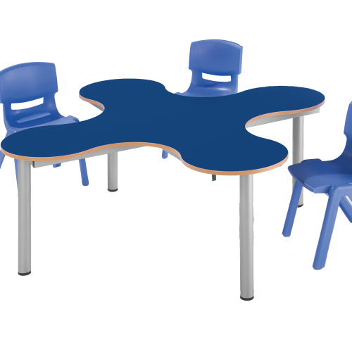 Produkt Bild Kleeblatt Vierertisch Schultisch mit Melaminplatte, fahrbar 