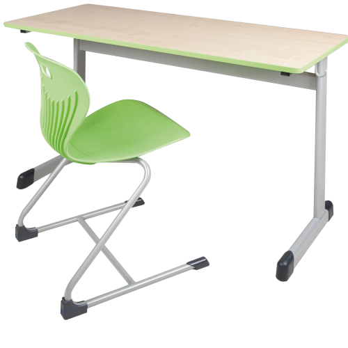 Produkt Bild Zweier-Schülertisch 130x65 cm Modell T, Melaminharz-beschichtete Tischplatte mit PU-Kante 