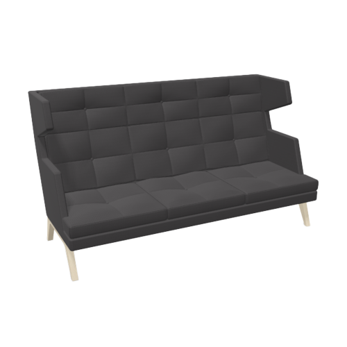 Produkt Bild hohes 3er Sofa Ona mit Holzgestell & Seitenschalen 