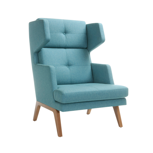 Produkt Bild hoher Sessel Ona mit Holzgestell und Seitenschale 